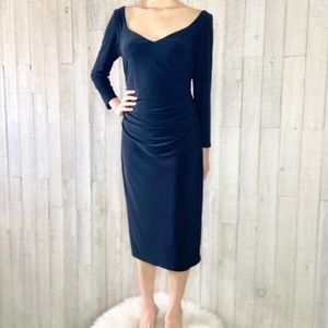 Nine West Black Slinky Midi Long Sleeve Dress